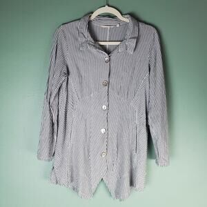 Soft Surroundings Womens Gray Sasha Striped Tunic Top Asymmetric Size Medium